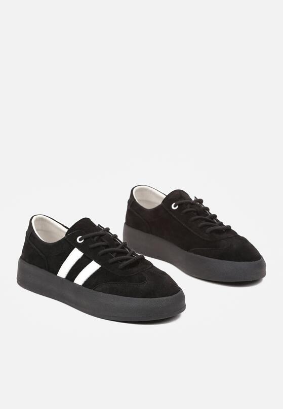 Czarne Skórzane Sneakersy w Stylu Kultowych Tenisówek Rerionelle 5