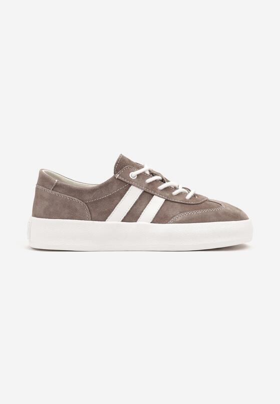 Brązowe Skórzane Sneakersy Typu Klasyczne Tenisówki na Grubej Podeszwie Eleavine 4