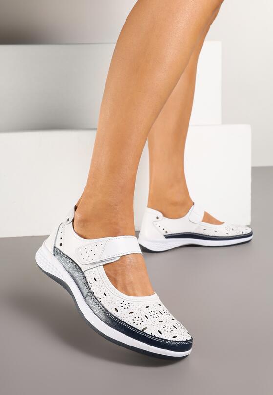 Pantofi casual Alb cu bleumarin 2
