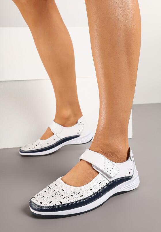 Pantofi casual Alb cu bleumarin 1