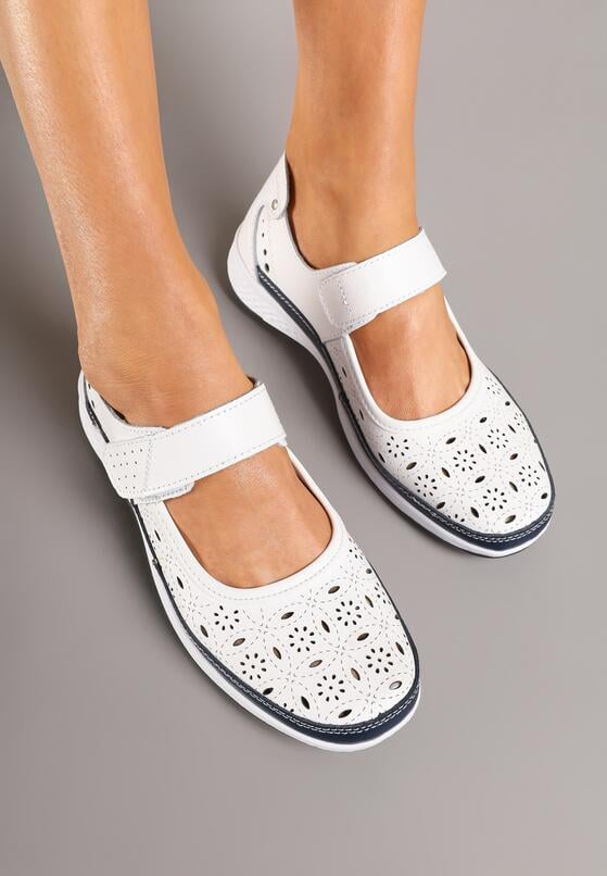 Pantofi casual Alb cu bleumarin 3
