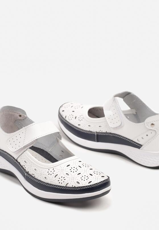 Pantofi casual Alb cu bleumarin 6