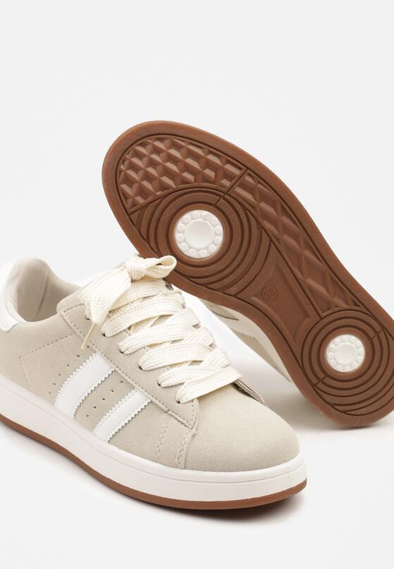 Beżowe Sneakersy z Ozdobnymi Paskami Doloreth 6