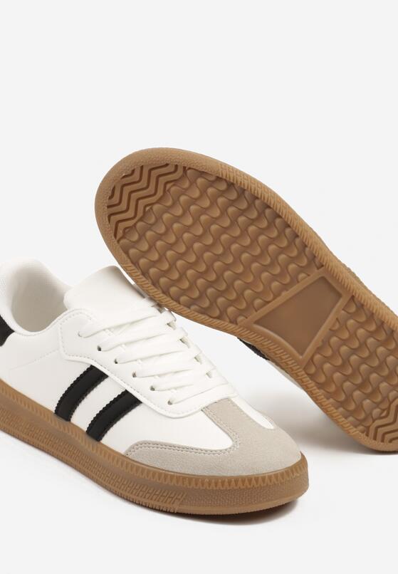 Biało-Czarne Sneakersy na Grubej Podeszwie z Ozdobnymi Paskami Neveletta 6