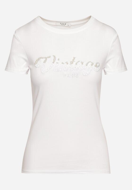 Biały Bawełniany T-shirt z Metalicznym Napisem Xalaviel 6