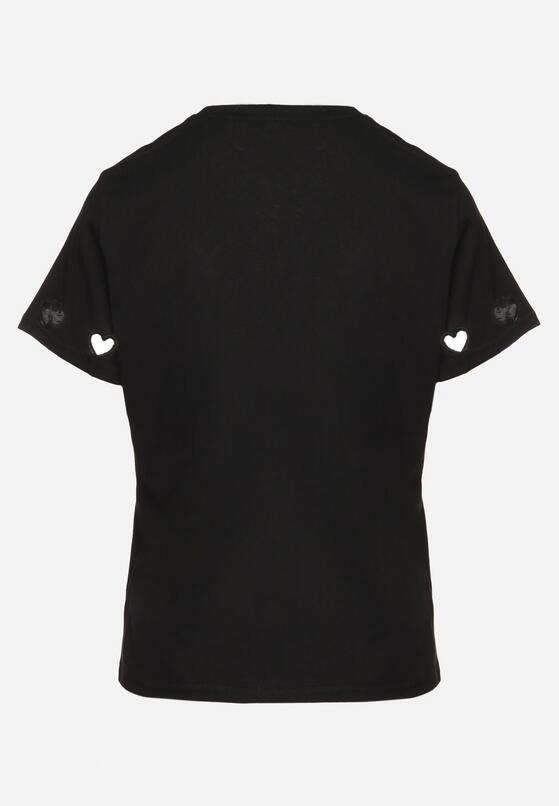 Czarny T-shirt z Bawełny z Motywem Serc Isvivis 7