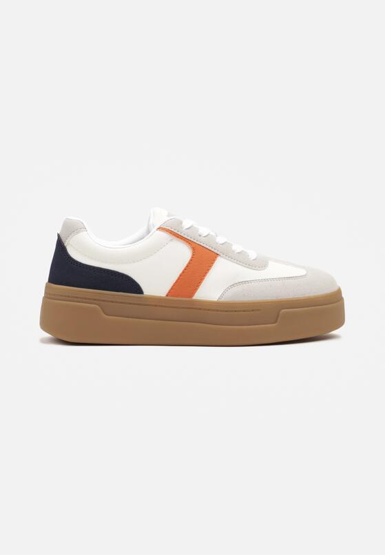Biało-Pomarańczowe Sneakersy Typu Klasyczne Tenisówki na Grubej Podeszwie Hanistra 4
