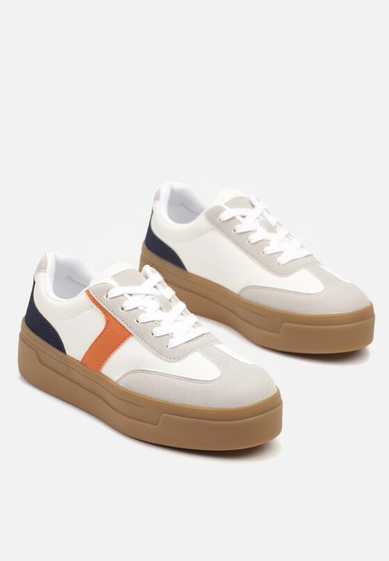 Biało-Pomarańczowe Sneakersy Typu Klasyczne Tenisówki na Grubej Podeszwie Hanistra 5