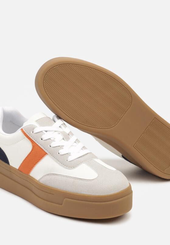 Biało-Pomarańczowe Sneakersy Typu Klasyczne Tenisówki na Grubej Podeszwie Hanistra 6