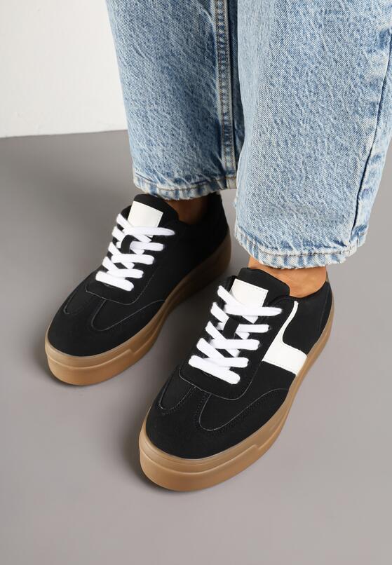 Czarne Sneakersy Typu Klasyczne Tenisówki na Grubej Podeszwie Hanistra 3