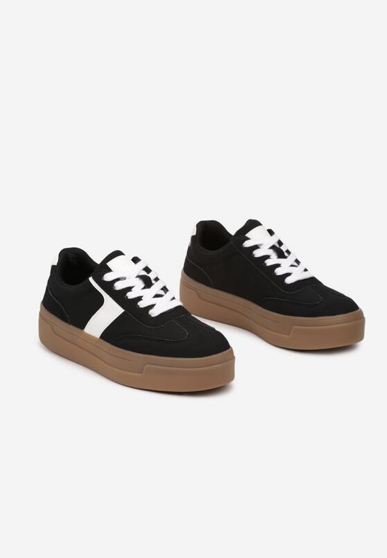 Czarne Sneakersy Typu Klasyczne Tenisówki na Grubej Podeszwie Hanistra 5