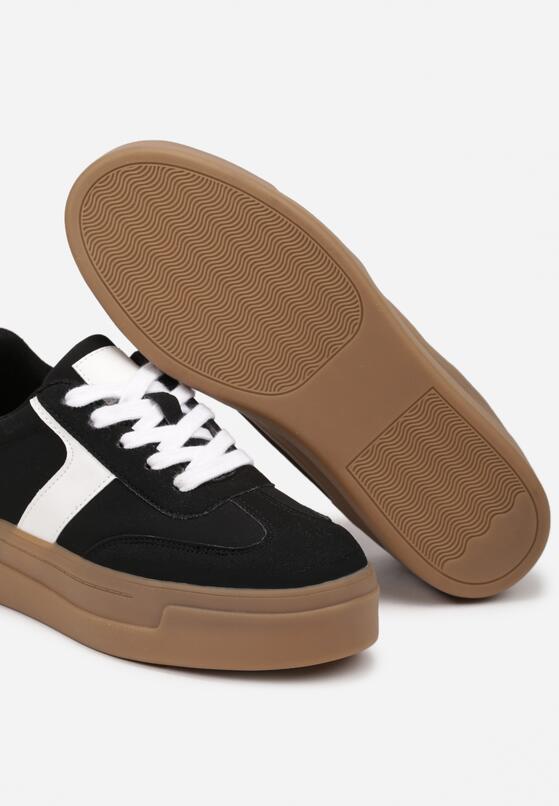 Czarne Sneakersy Typu Klasyczne Tenisówki na Grubej Podeszwie Hanistra 6