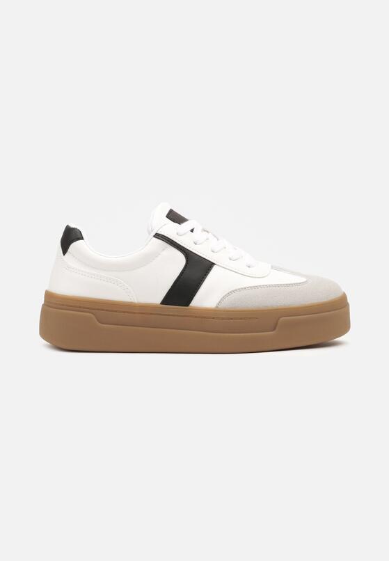Biało-Czarne Sneakersy Typu Klasyczne Tenisówki na Grubej Podeszwie Hanistra 4