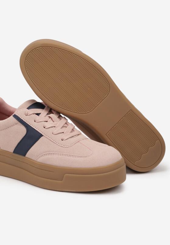Różowo-Granatowe Sneakersy Typu Klasyczne Tenisówki na Grubej Podeszwie Hanistra 6