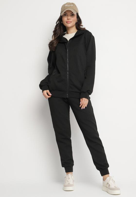 Czarny Komplet Dresowy Bluza z Kapturem i Joggery Rerialda 1