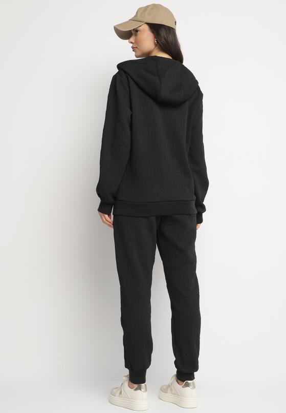 Czarny Komplet Dresowy Bluza z Kapturem i Joggery Rerialda 3
