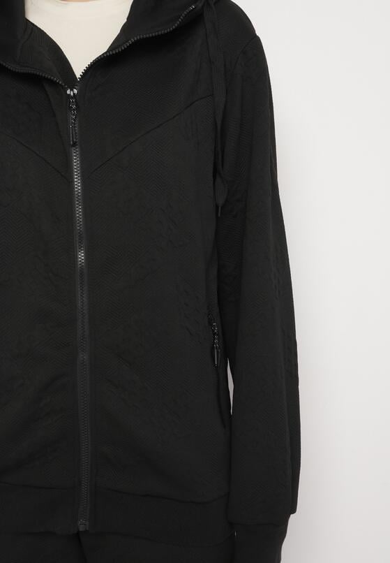 Czarny Komplet Dresowy Bluza z Kapturem i Joggery Rerialda 5