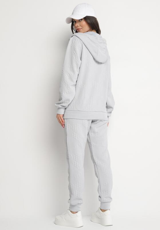 Szary Komplet Dresowy Bluza z Kapturem i Joggery Rerialda 3