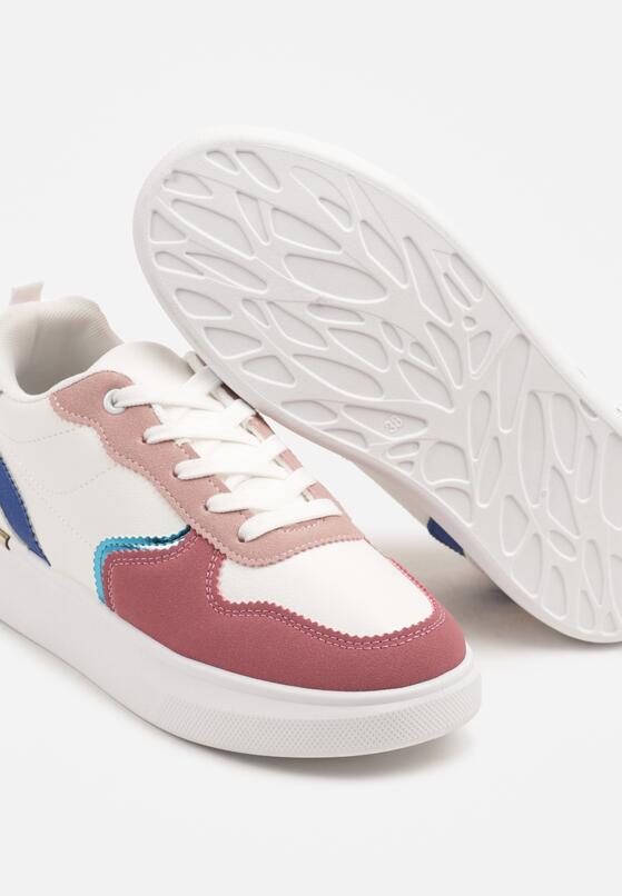 Biało-Różowe Sneakersy Ozdobione Metalicznymi Wstawkami Delarila 6