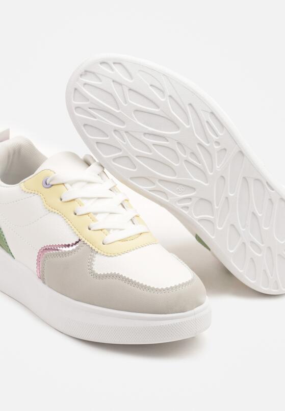 Biało-Zielone Sneakersy Ozdobione Metalicznymi Wstawkami Delarila 6