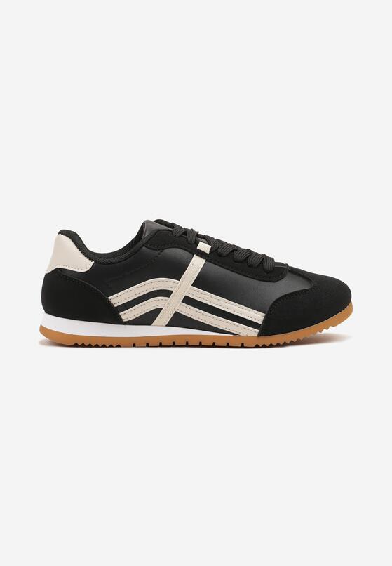 Czarne Sneakersy w Stylu Kultowych Tenisówek z Ozdobnymi Przeszyciami Vellexia 4