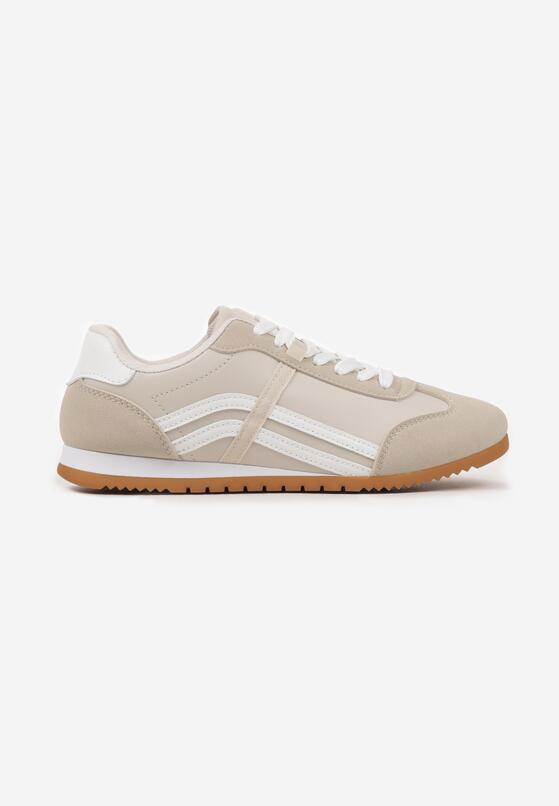 Beżowe Sneakersy w Stylu Kultowych Tenisówek z Ozdobnymi Przeszyciami Vellexia 4
