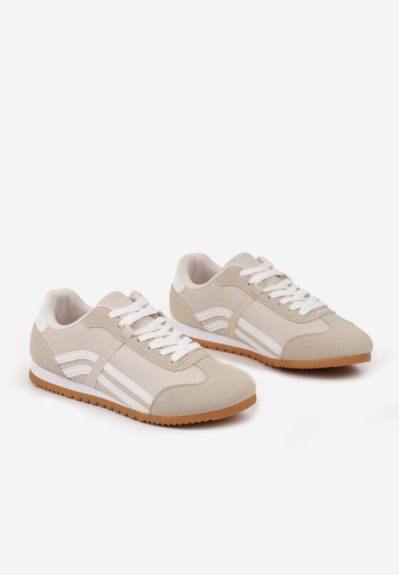 Beżowe Sneakersy w Stylu Kultowych Tenisówek z Ozdobnymi Przeszyciami Vellexia 5