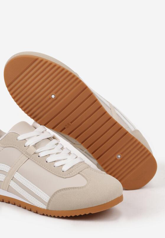 Beżowe Sneakersy w Stylu Kultowych Tenisówek z Ozdobnymi Przeszyciami Vellexia 6