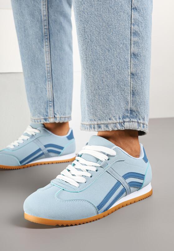 Niebieskie Sneakersy w Stylu Kultowych Tenisówek z Ozdobnymi Przeszyciami Vellexia 3