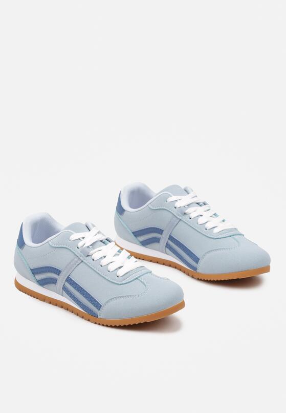 Niebieskie Sneakersy w Stylu Kultowych Tenisówek z Ozdobnymi Przeszyciami Vellexia 5