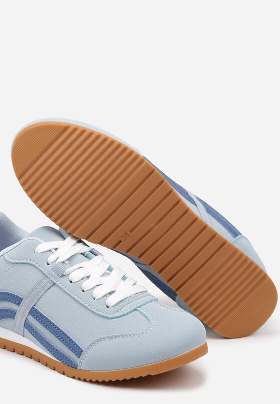 Niebieskie Sneakersy w Stylu Kultowych Tenisówek z Ozdobnymi Przeszyciami Vellexia 6