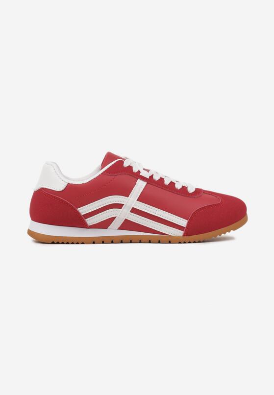 Czerwone Sneakersy w Stylu Kultowych Tenisówek z Ozdobnymi Przeszyciami Vellexia 4