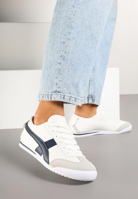 Biało-Granatowe Sneakersy w Stylu Klasycznych Tenisówek Dellasia 2