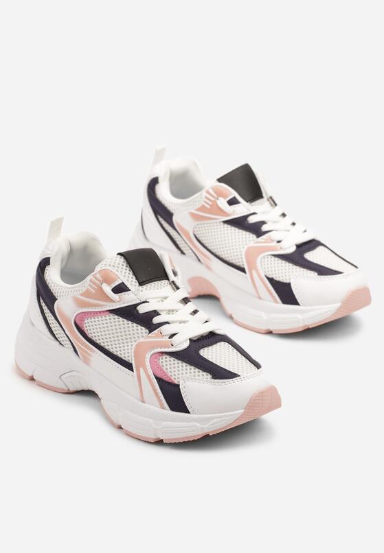 Biało-Granatowe Sneakersy z Siateczką na Piankowej Podeszwie Vallexia 5