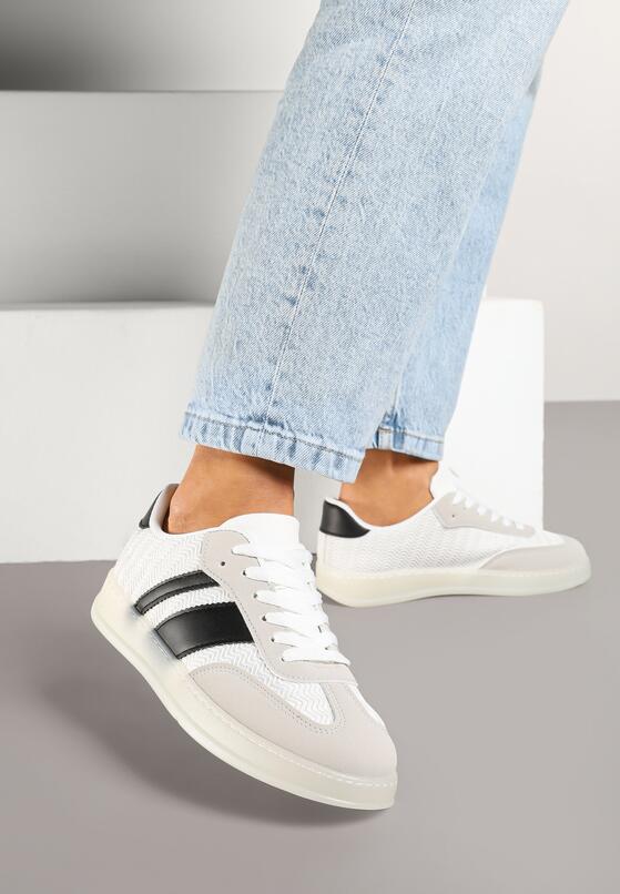 Biało-Czarne Sneakersy Tenisówki z Geometrycznym Wzorem Eleamila 2