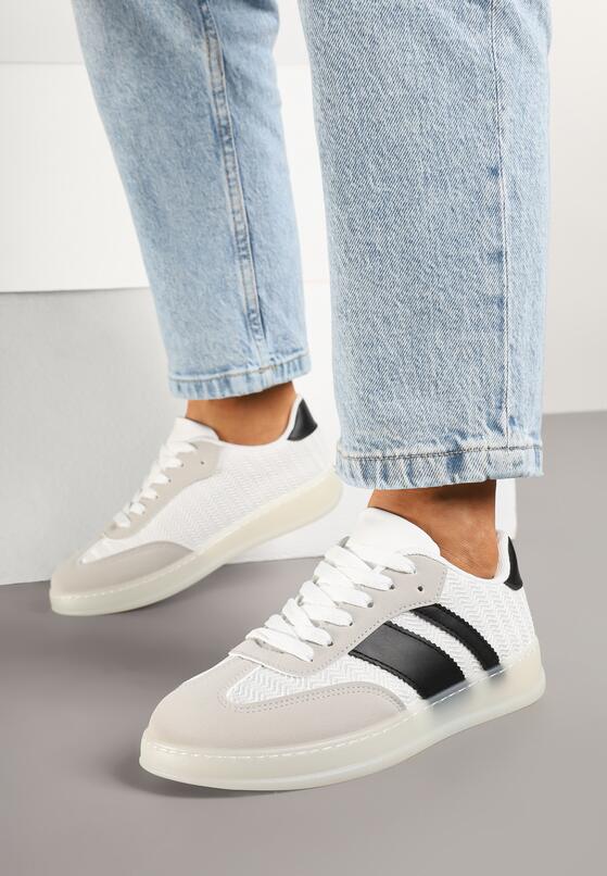 Biało-Czarne Sneakersy Tenisówki z Geometrycznym Wzorem Eleamila 1