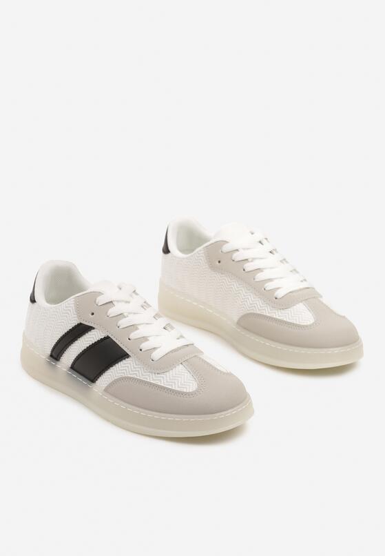 Biało-Czarne Sneakersy Tenisówki z Geometrycznym Wzorem Eleamila 5