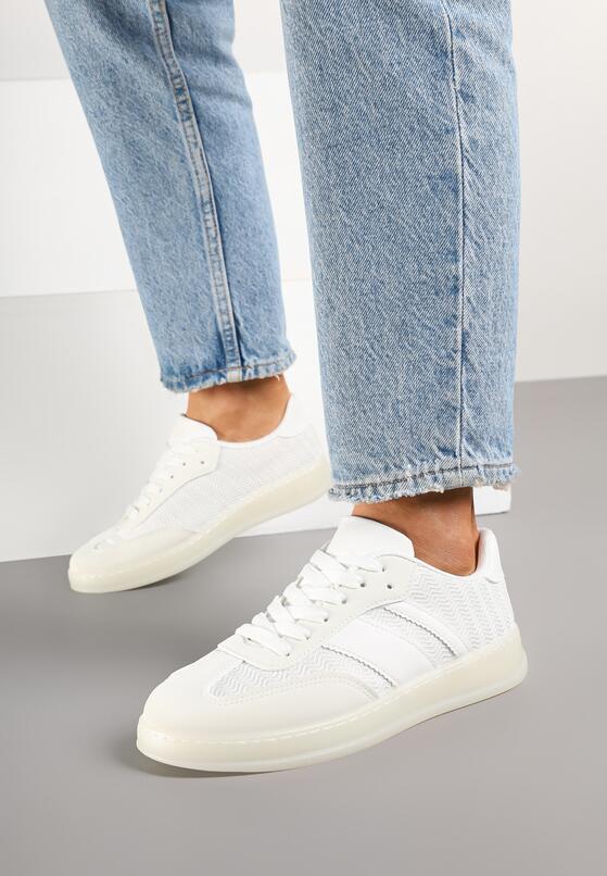 Białe Sneakersy Tenisówki z Geometrycznym Wzorem Eleamila 2