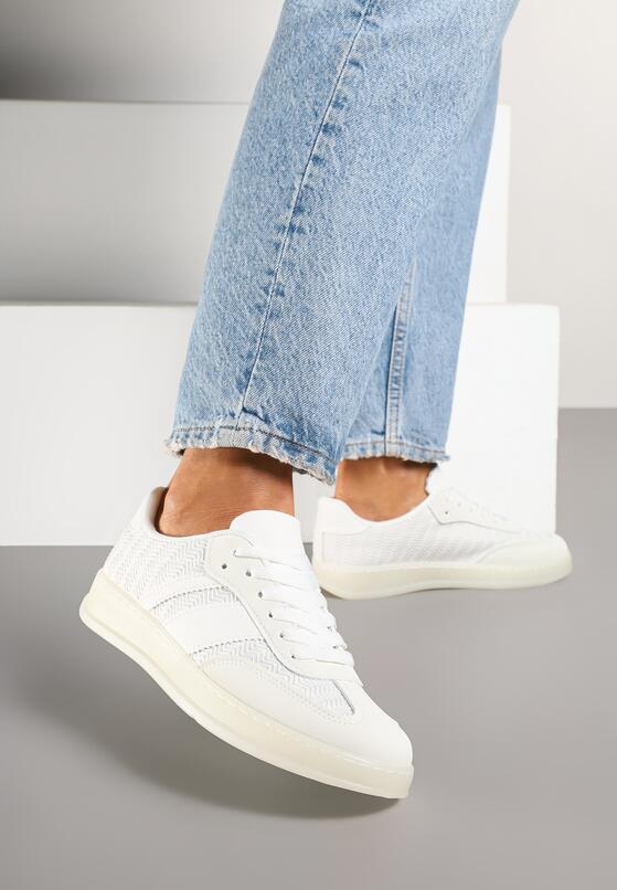 Białe Sneakersy Tenisówki z Geometrycznym Wzorem Eleamila 3