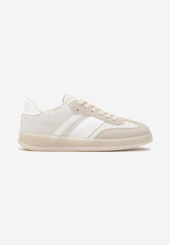 Beżowe Sneakersy Tenisówki z Geometrycznym Wzorem Eleamila 4