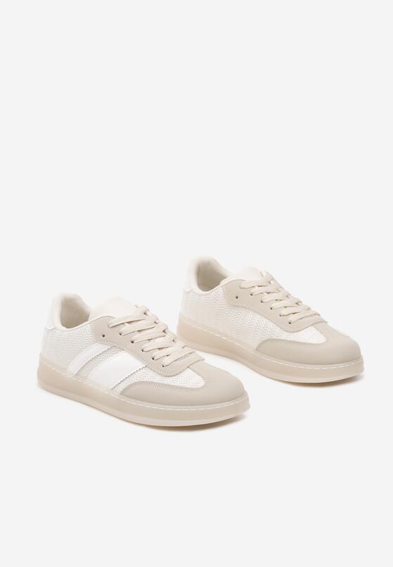 Beżowe Sneakersy Tenisówki z Geometrycznym Wzorem Eleamila 5