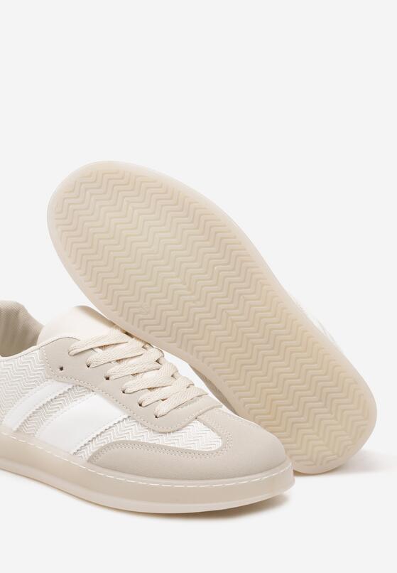 Beżowe Sneakersy Tenisówki z Geometrycznym Wzorem Eleamila 6