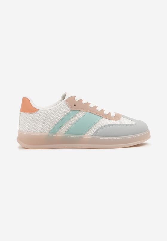 Biało-Niebieskie Sneakersy Tenisówki z Geometrycznym Wzorem Eleamila 4