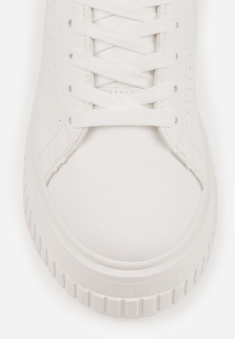 Białe Sneakersy na Grubej Podeszwie z Perforacją Eleadrelle 8
