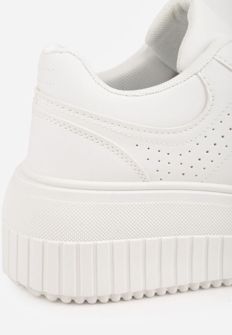 Białe Sneakersy na Grubej Podeszwie z Perforacją Eleadrelle 9