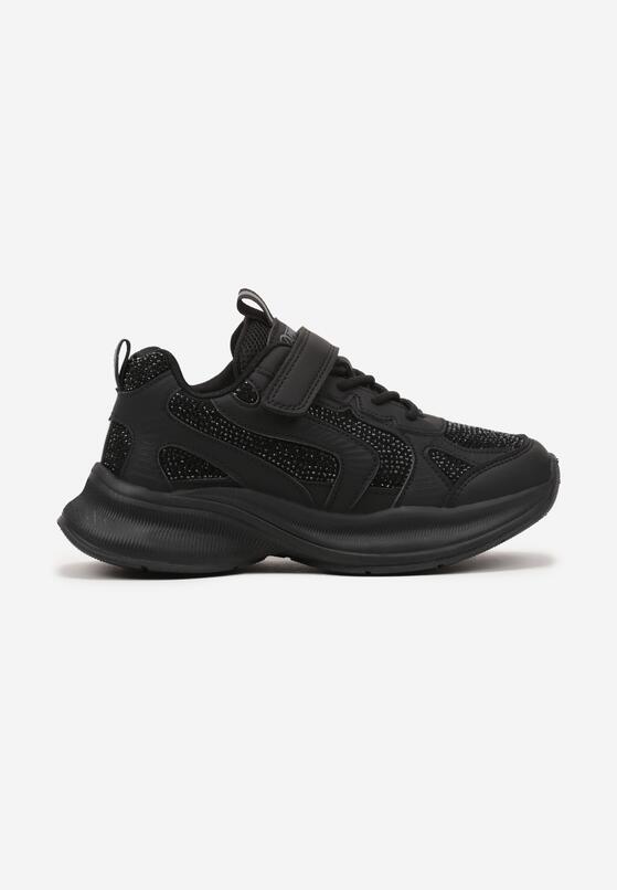 Czarne Buty Sportowe Sneakersy z Cyrkoniami Rivresia 1