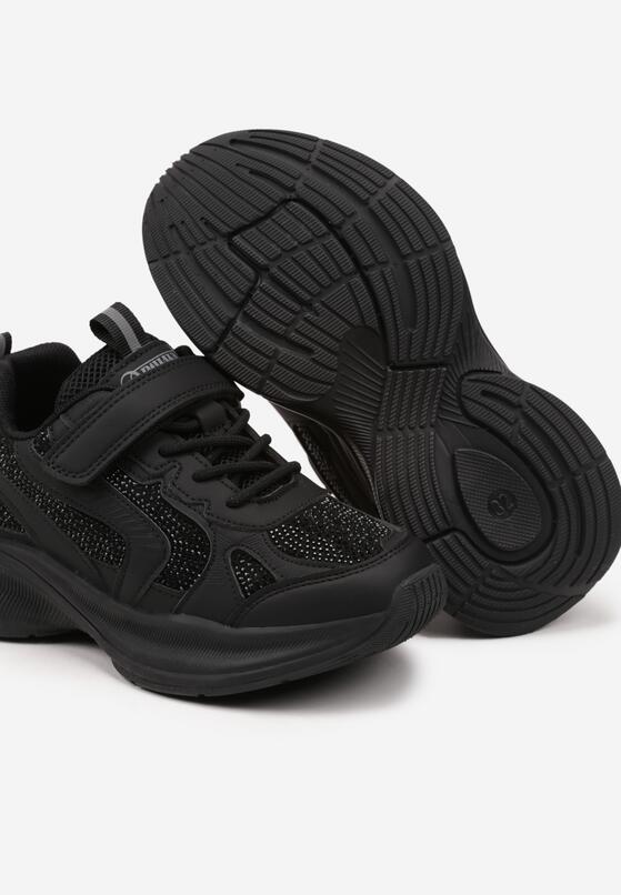 Czarne Buty Sportowe Sneakersy z Cyrkoniami Rivresia 3