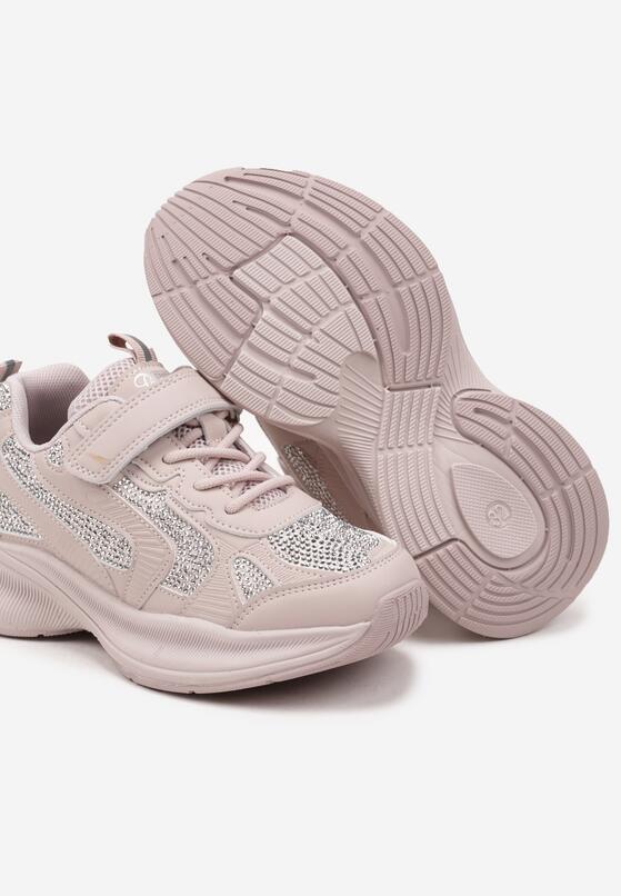 Różowe Buty Sportowe Sneakersy z Cyrkoniami Rivresia 3