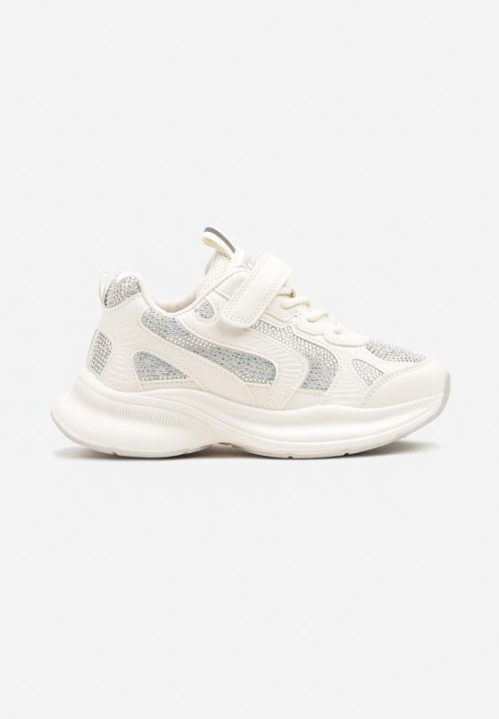 Białe Buty Sportowe Sneakersy z Cyrkoniami Rivresia 1