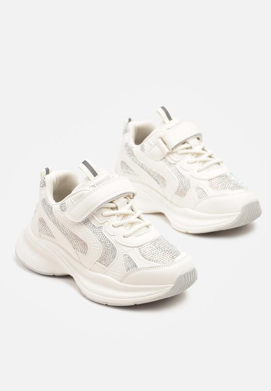 Białe Buty Sportowe Sneakersy z Cyrkoniami Rivresia 2